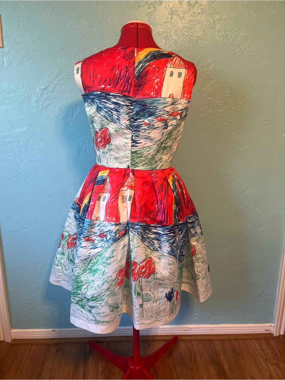 Ela Centelha graphic art drawing Print Dress - Picture 2 of 4